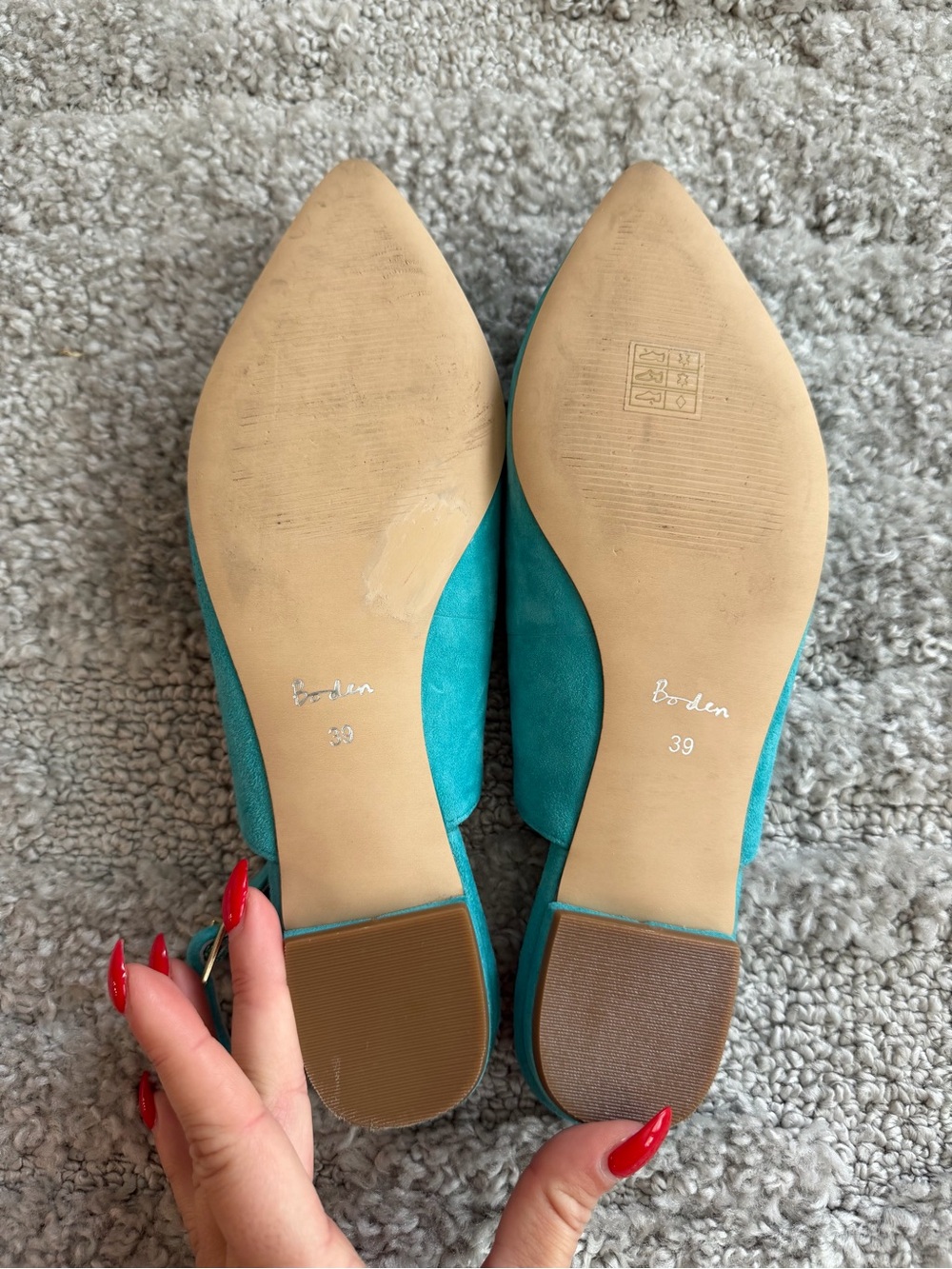 EUC Boden Size 39 Turquoise Suede Slingback Flats - Picture 8 of 8